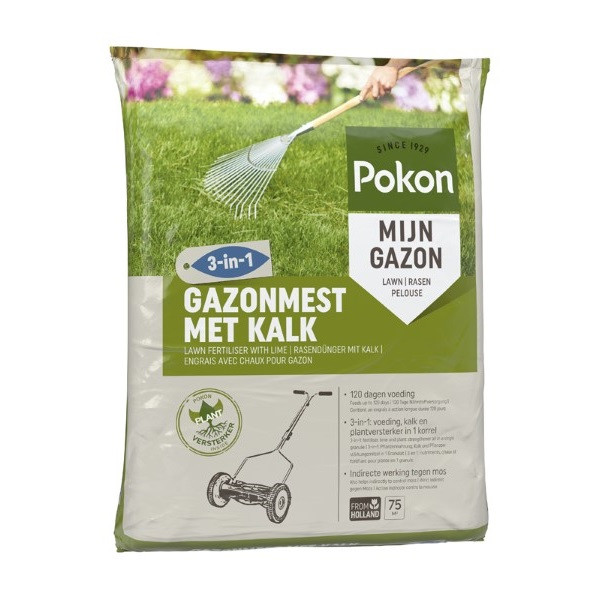 Gazonmest met kalk 3in1 Pokon 5 kg (75 m²)